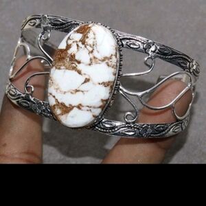 Wild Horse Gemstone 925 Sterling Silver Handmade Adjustable Cuff Bracelet